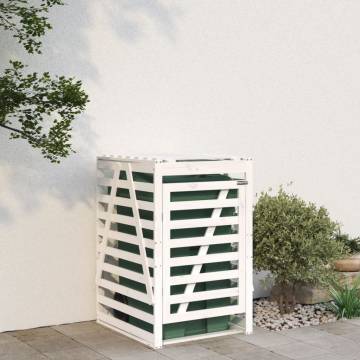 Wheelie Bin Storage White - Solid Wood Pine 84x90x128.5 cm