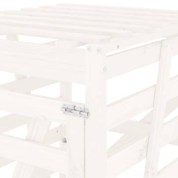 Wheelie Bin Storage White - Solid Wood Pine 84x90x128.5 cm