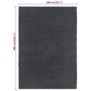 Rectangular Anthracite Cotton Rug 200x300 cm | HipoMarket