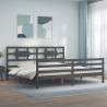 Bed Frame with Headboard Grey 200x200 cm Solid Wood Colour grey Size 200 x 200 cm 