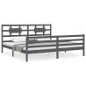 Stylish Grey Bed Frame with Headboard - 200x200 cm Solid Wood