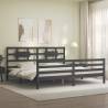 Stylish Grey Bed Frame with Headboard - 200x200 cm Solid Wood