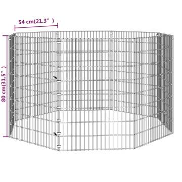 8-Panel Rabbit Cage - Galvanised Iron | HipoMarket