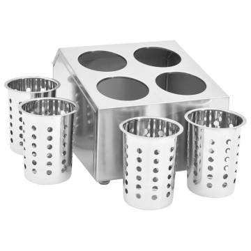 Stainless Steel Cutlery Holder - 4 Grids - Hipomarket