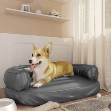 Ergonomic Foam Dog Bed Grey 88x65 cm | Faux Leather Comfort