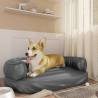 Ergonomic Foam Dog Bed Grey 88x65 cm Faux Leather Colour grey Size 88 x 65 cm 