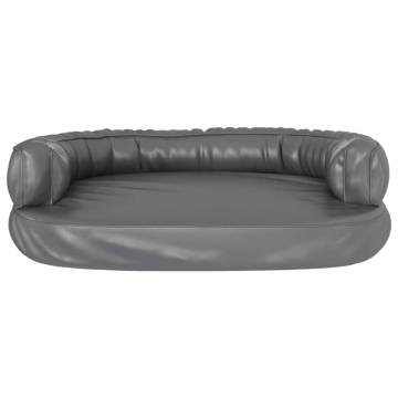 Ergonomic Foam Dog Bed Grey 88x65 cm | Faux Leather Comfort