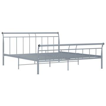 Grey Metal Bed Frame 160x200 cm - Sturdy & Stylish