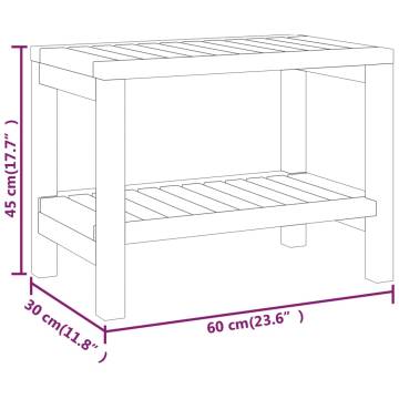 Bathroom Side Table - Solid Teak Wood | 60x30x45 cm