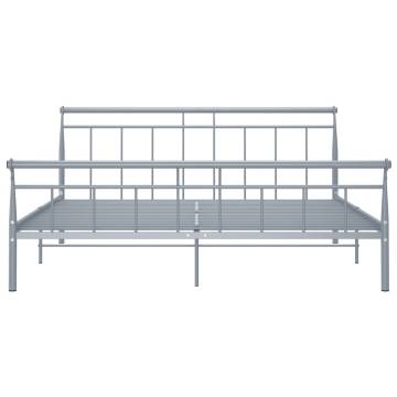 Grey Metal Bed Frame 160x200 cm - Sturdy & Stylish