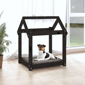 Dog Bed Black - Solid Pine Wood 61x50x70 cm | HipoMarket