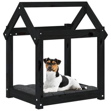 Dog Bed Black - Solid Pine Wood 61x50x70 cm | HipoMarket