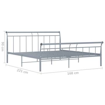 Grey Metal Bed Frame 160x200 cm - Sturdy & Stylish