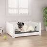 Stylish Dog Bed in White - Solid Pine Wood, 65.5x50.5cm