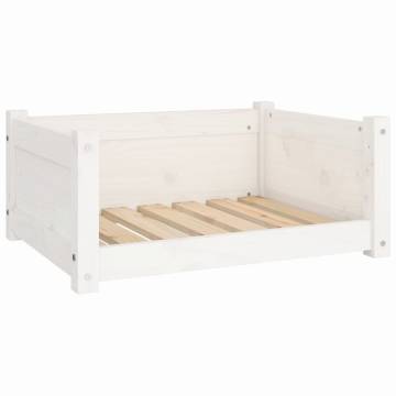 Stylish Dog Bed in White - Solid Pine Wood, 65.5x50.5cm