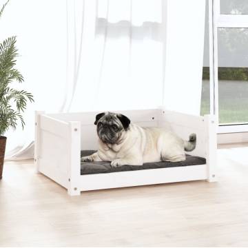 Stylish Dog Bed in White - Solid Pine Wood, 65.5x50.5cm