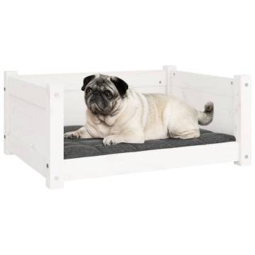 Stylish Dog Bed in White - Solid Pine Wood, 65.5x50.5cm