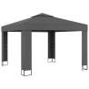 Gazebo with Double Roof & LED String Lights - 3x3m Anthracite