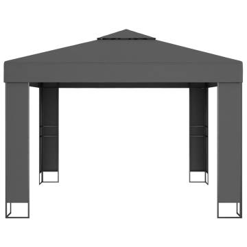 Gazebo with Double Roof & LED String Lights - 3x3m Anthracite