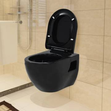 Wall-Hung Toilet with Concealed Cistern - Ceramic Black