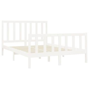 White Solid Pine Bed Frame 160x200 cm - Modern & Sturdy