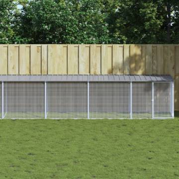 Light Grey Chicken Cage with Roof - Galvanised Steel 803x98x90 cm