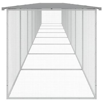 Light Grey Chicken Cage with Roof - Galvanised Steel 803x98x90 cm