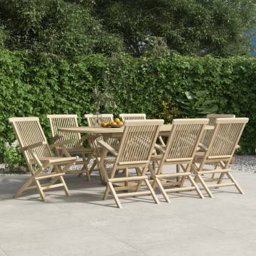 Folding Garden Chairs 8 pcs Grey - Solid Teak Wood