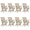 Folding Garden Chairs 8 pcs Grey - Solid Teak Wood