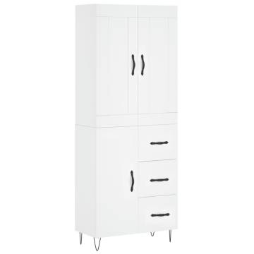 Stylish Highboard White - Durable Engineered Wood | Hipomarket