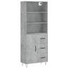 Stylish Highboard in Concrete Grey - 69.5x34x180 cm