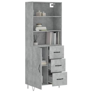 Stylish Highboard in Concrete Grey - 69.5x34x180 cm