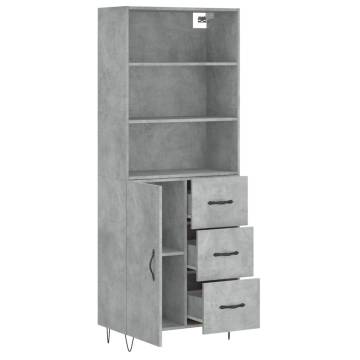 Stylish Highboard in Concrete Grey - 69.5x34x180 cm