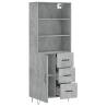 Stylish Highboard in Concrete Grey - 69.5x34x180 cm