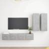 4 Piece TV Cabinet Set Concrete Grey Engineered Wood Colour concrete grey Quantity in Package 4 Width 80 cm 