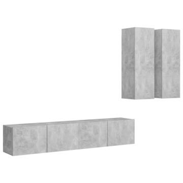 4 Piece Concrete Grey TV Cabinet Set - Stylish & Practical