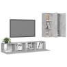 4 Piece Concrete Grey TV Cabinet Set - Stylish & Practical