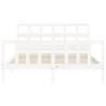 White Bed Frame with Headboard - Solid Pine Wood 160x200 cm