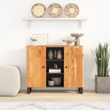 Elegant Acacia Wood Sideboard with 2 Doors - 90x33x75 cm