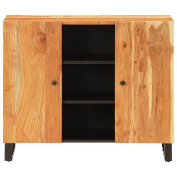 Elegant Acacia Wood Sideboard with 2 Doors - 90x33x75 cm