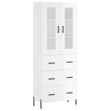 Stylish Highboard High Gloss White - 69.5x34x180 cm