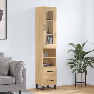 Stylish Highboard Sonoma Oak | 34.5x34x180 cm - Hipomarket