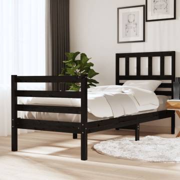 Black Solid Wood Bed Frame 100x200 cm - Stylish & Durable