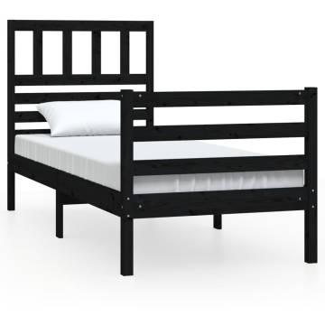 Black Solid Wood Bed Frame 100x200 cm - Stylish & Durable