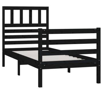 Black Solid Wood Bed Frame 100x200 cm - Stylish & Durable