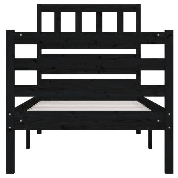 Black Solid Wood Bed Frame 100x200 cm - Stylish & Durable