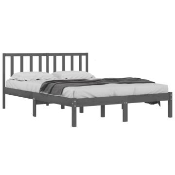 Grey Solid Wood Pine Bed Frame 200x200 cm | Hipomarket