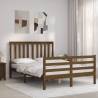 Bed Frame with Headboard Honey Brown Small Double Solid Wood Colour honey brown Size 120 x 190 cm 