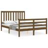 Honey Brown Small Double Bed Frame with Headboard | HipoMarket