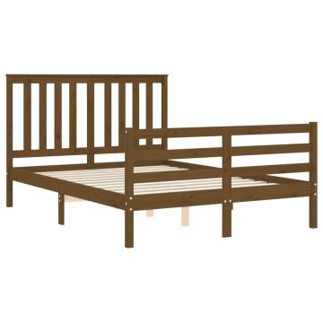 Honey Brown Small Double Bed Frame with Headboard | HipoMarket